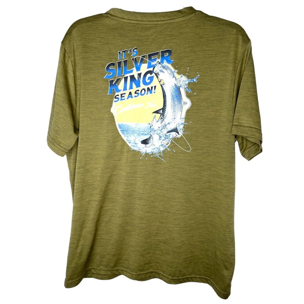 Caribbean Joe Silver King Green Graphic Men's Size M Short Sleeve EUC‎ Poly
